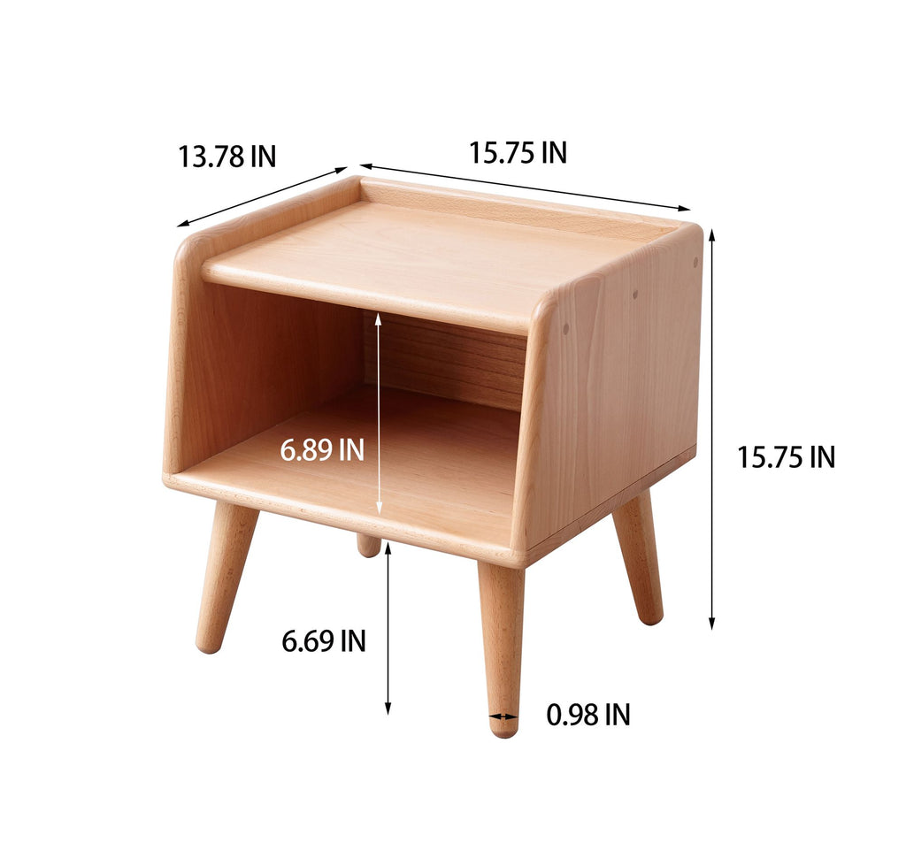 Nordic Bedside Cabinet with Open Storage and Cable Access