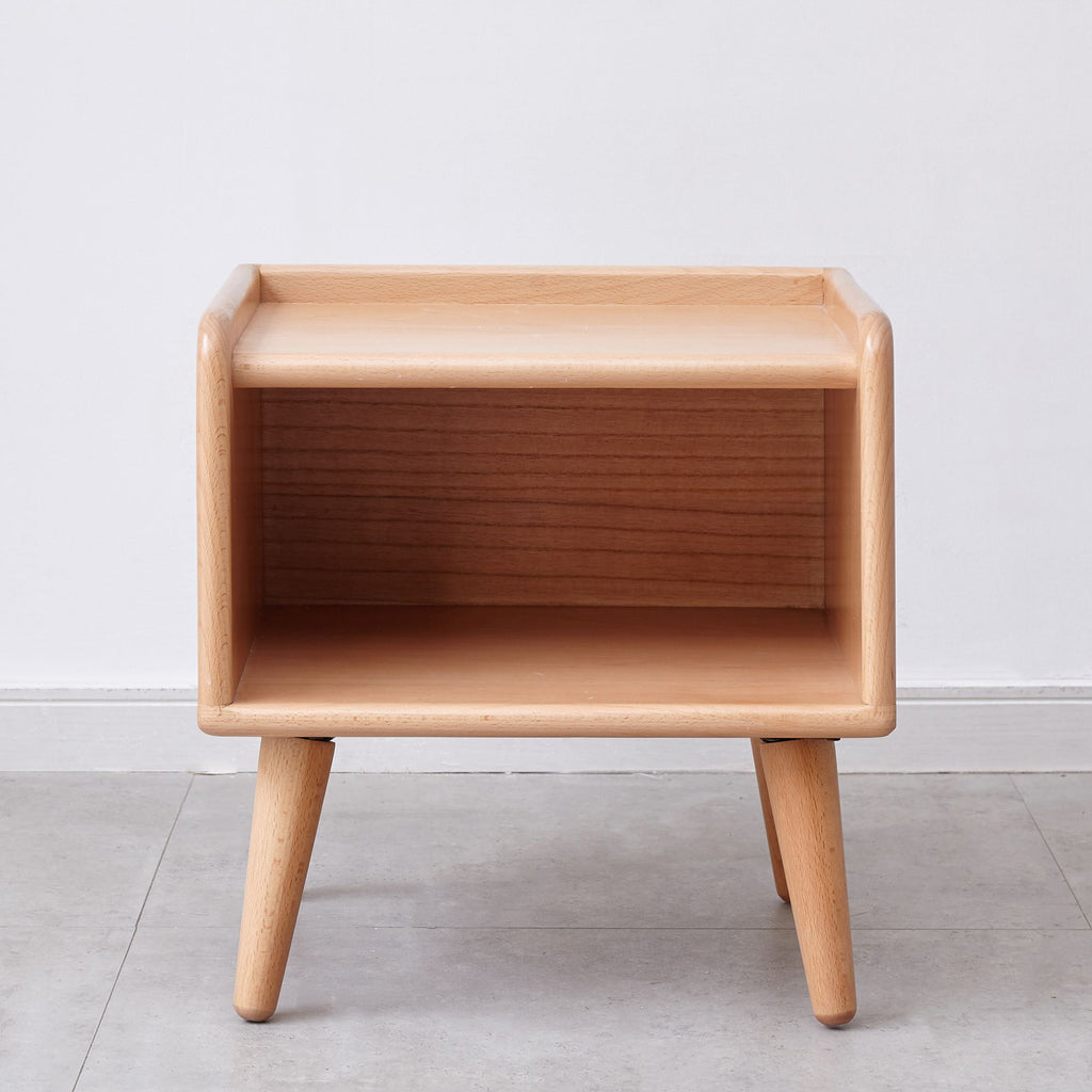 Nordic Bedside Cabinet with Open Storage and Cable Access