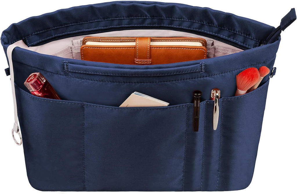 Purse Insert Organizer with Zipper Liner and Pockets