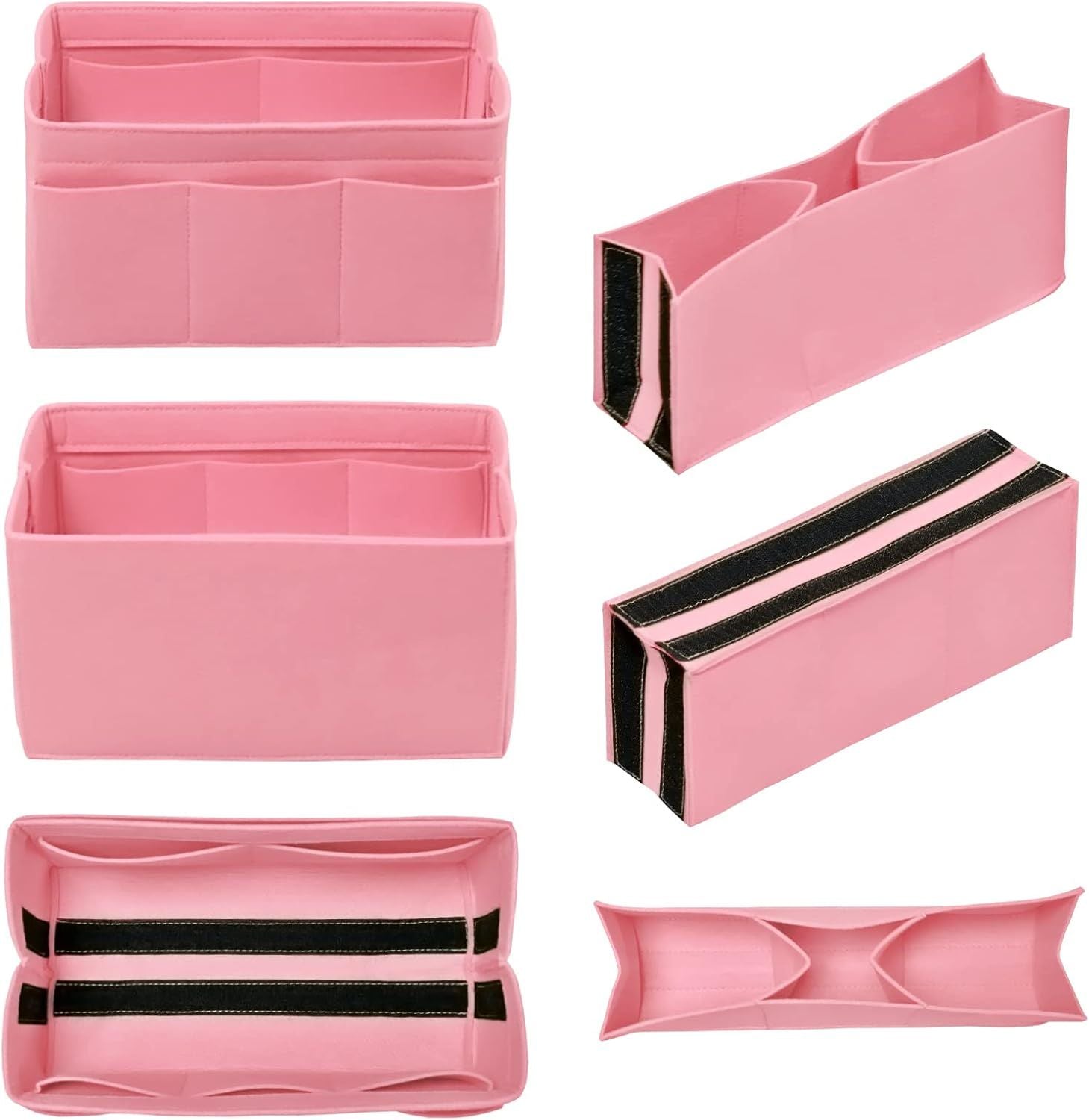 Large Pink Purse Organizer with 14 Pockets for Totes & Handbags