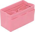 Large Pink Purse Organizer with 14 Pockets for Totes & Handbags