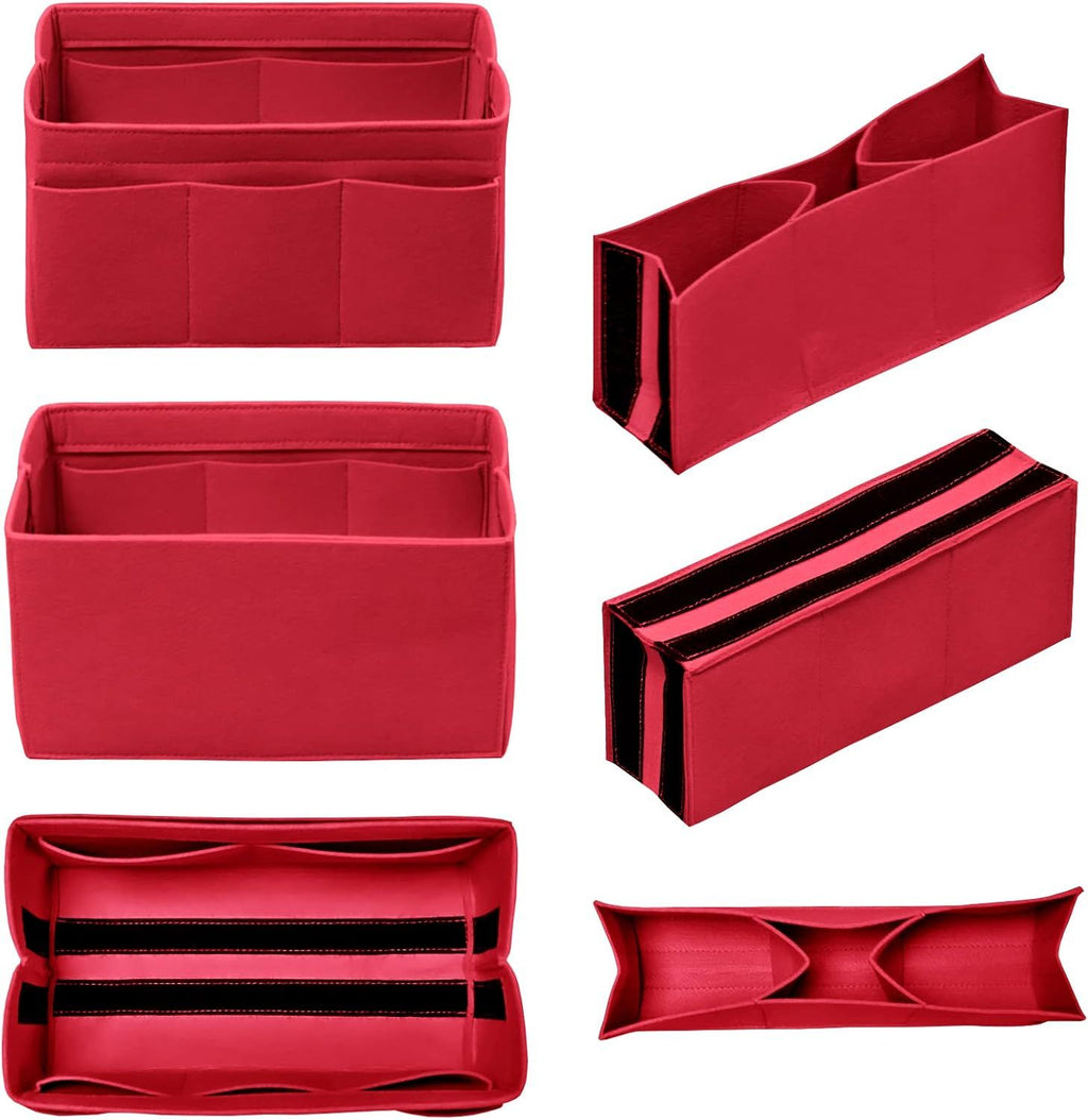 Purse Organizer Insert - Felt Bag Organizer for Tote Purse Bag with 14 Pockets - Red Large