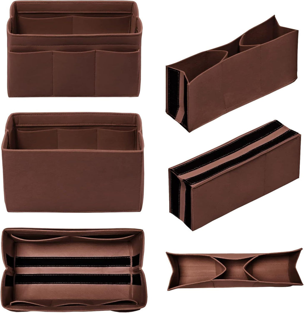 Felt Purse Organizer Insert with 14 Pockets – Large Brown Bag Organizer