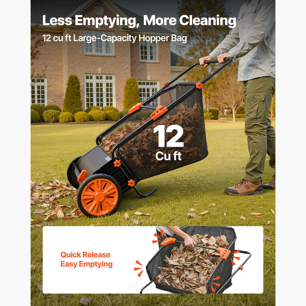 Effortless Lawn Sweeper with V-Shaped Brushes and Adjustable Height