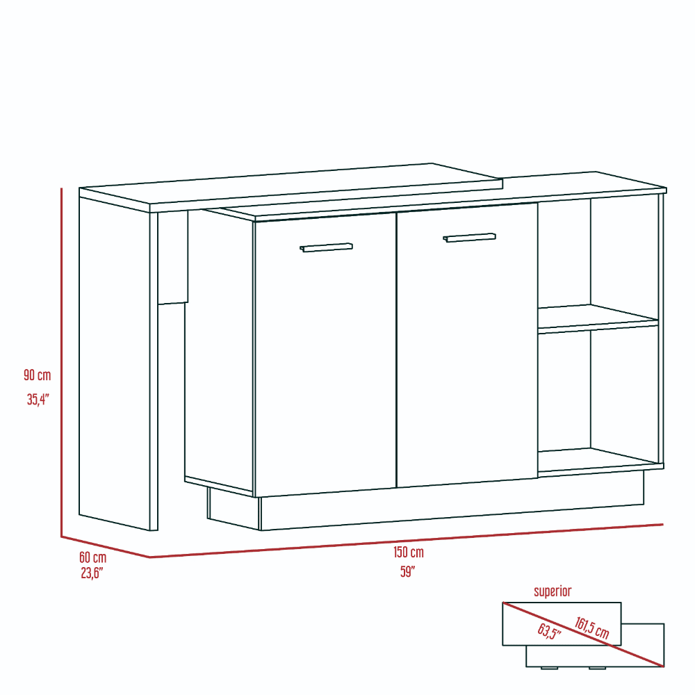 Quebec Kitchen Island and Pantry Cabinet Set