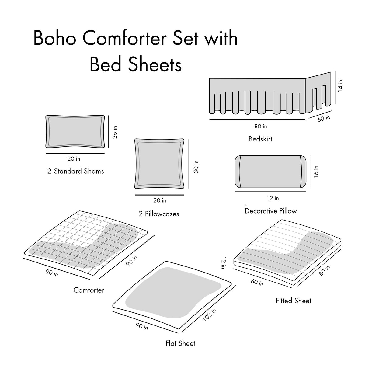 Queen Boho Medallion Comforter and Sheet Set