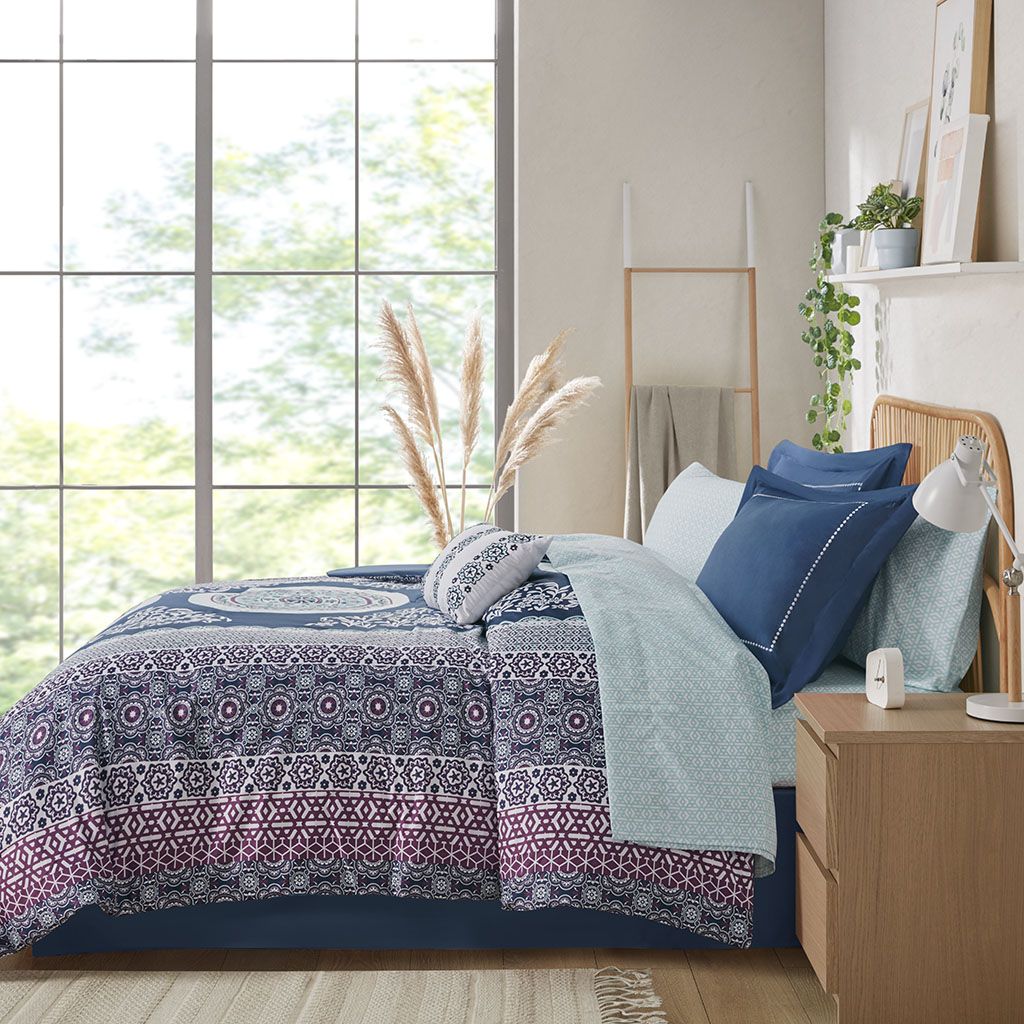 Queen Boho Medallion Comforter and Sheet Set