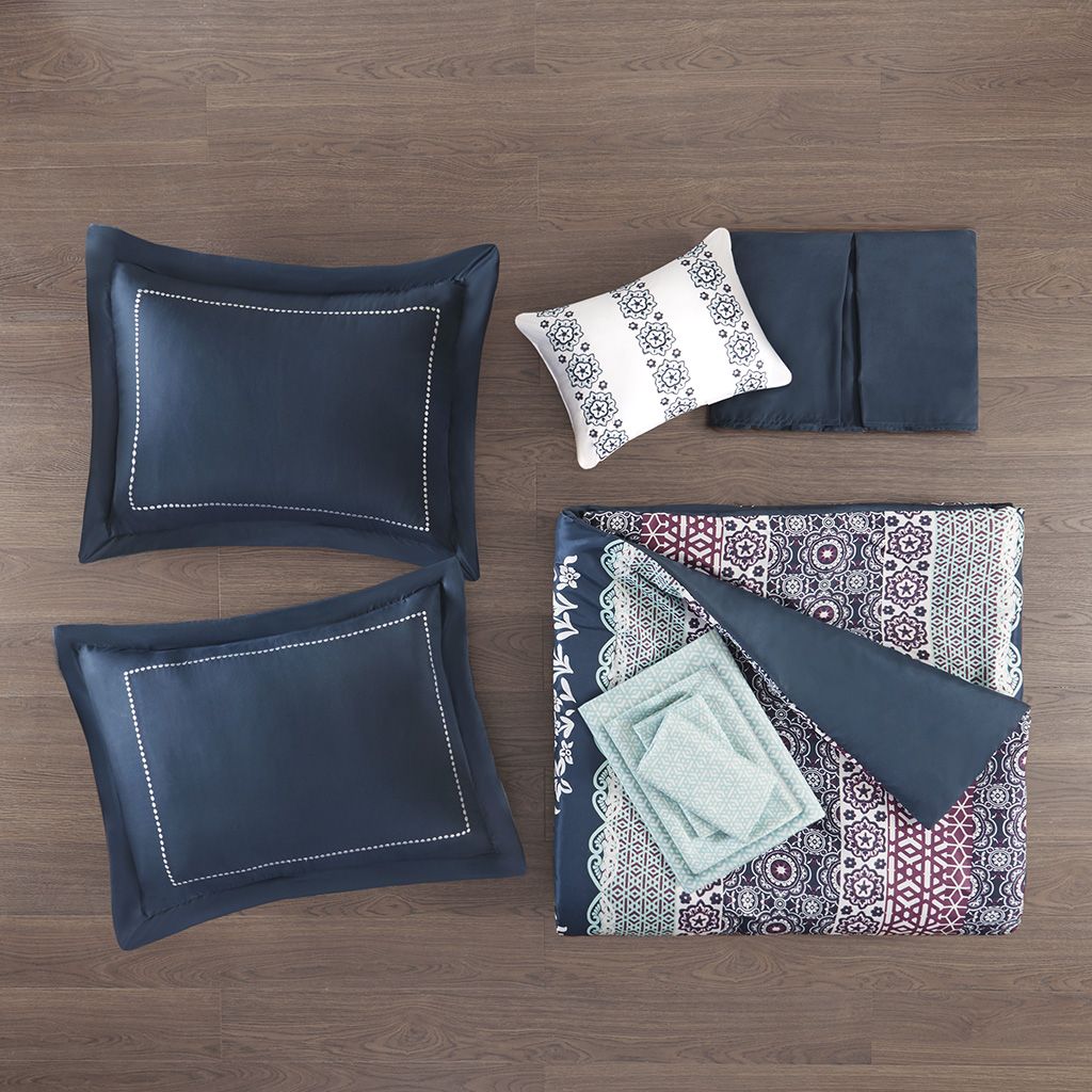 Queen Boho Medallion Comforter and Sheet Set