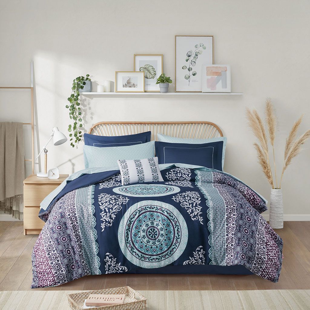 Queen Boho Medallion Comforter and Sheet Set