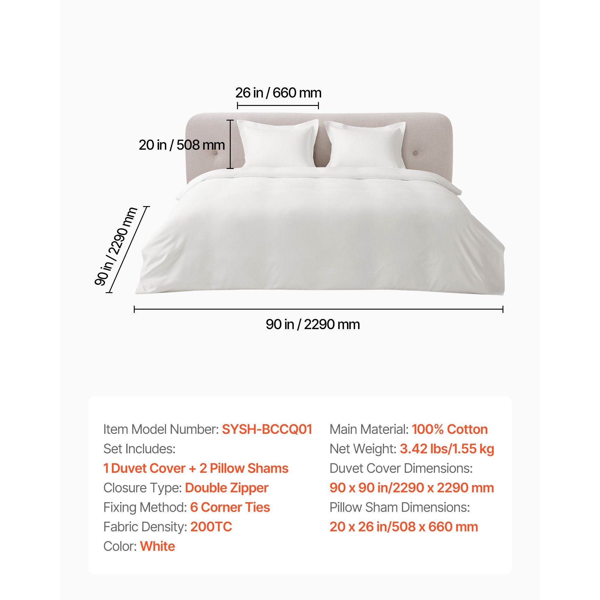 Queen Duvet Cover Set, 100% Cotton, 3 Pieces Bedding Set Queen Size with 1 Duvet Cover an
