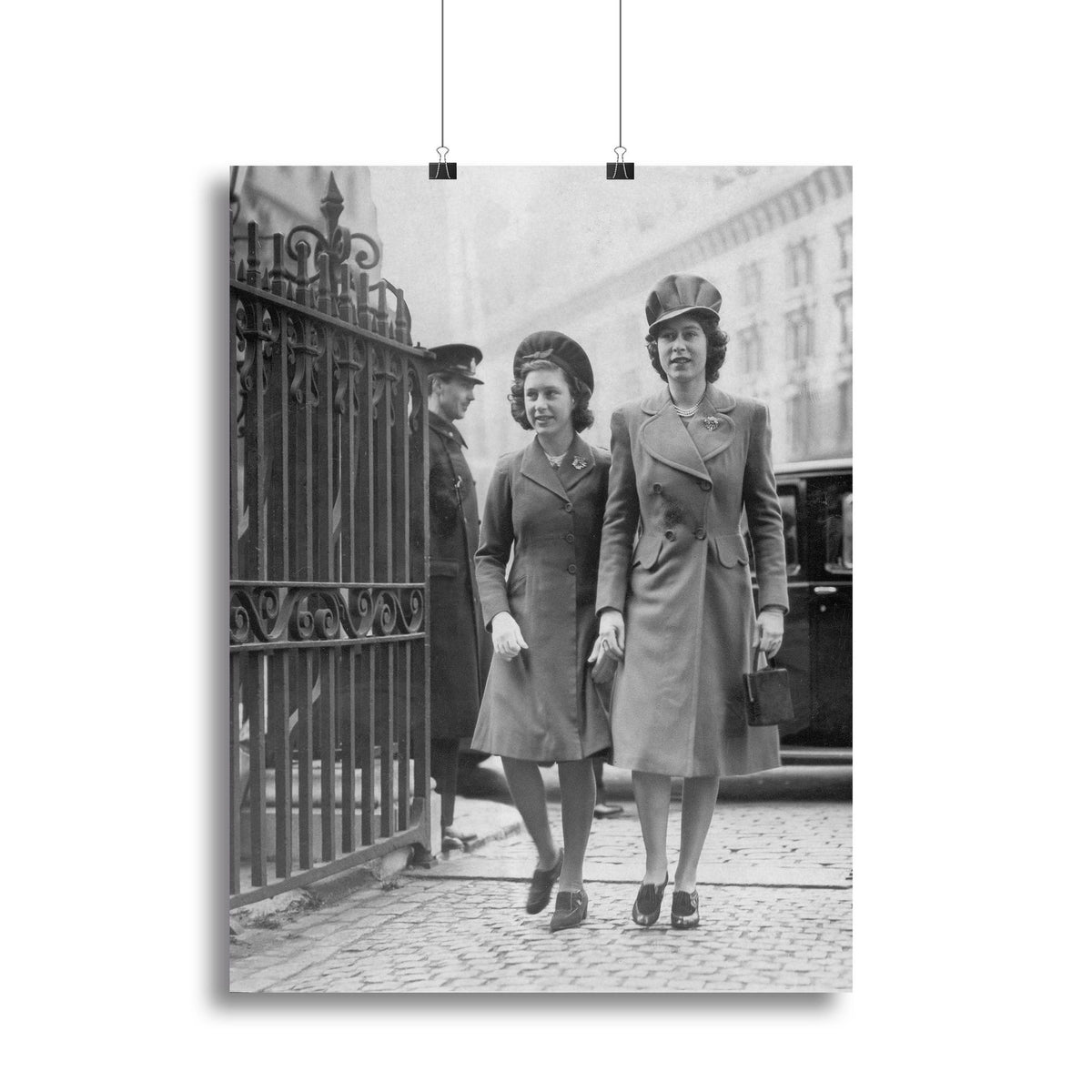 Queen Elizabeth II and Princess Margaret Wedding Arrival Wall Art