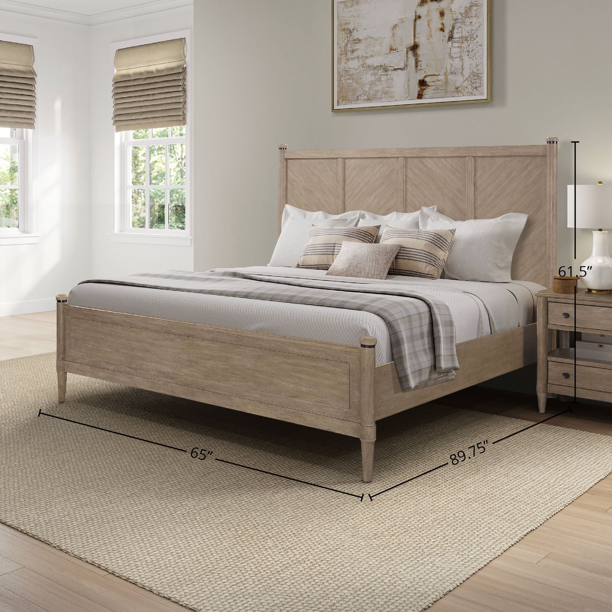 Queen Lo-Post Bed in Sand Finish – Transitional Casual Styling