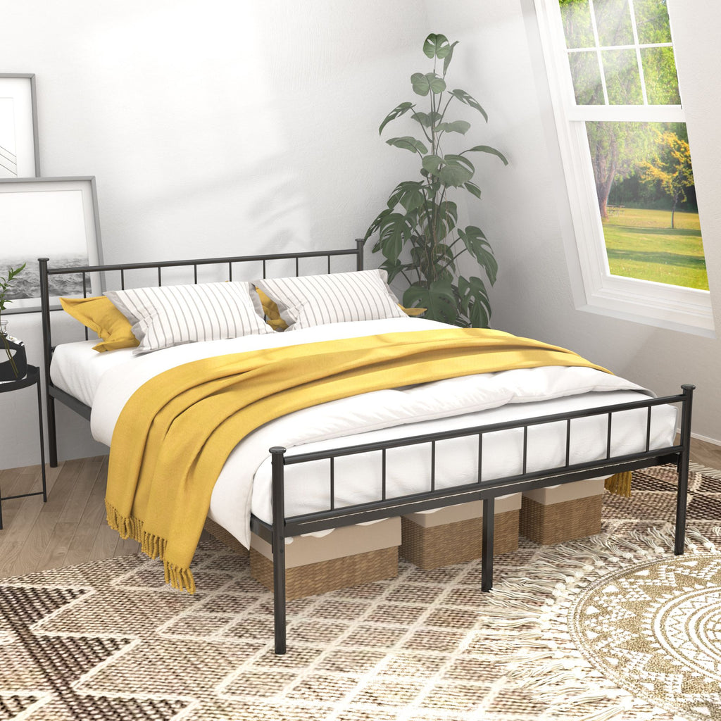 Classic Black Queen Bed Frame with Under-Bed Storage