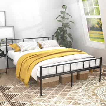 Classic Black Queen Bed Frame with Under-Bed Storage