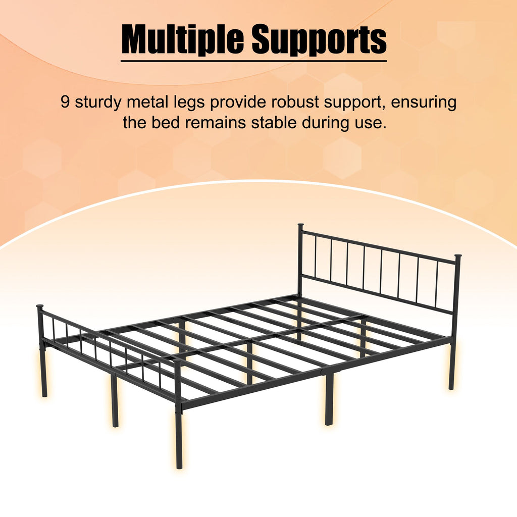 Classic Black Queen Bed Frame with Under-Bed Storage