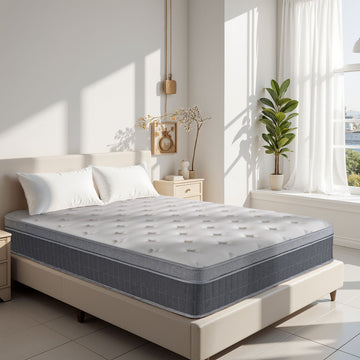 Medium Firm Hybrid Mattress with Pocketed Coils and Memory Foam for Pressure Relief