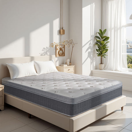 Medium Firm Hybrid Mattress with Pocketed Coils and Memory Foam for Pressure Relief