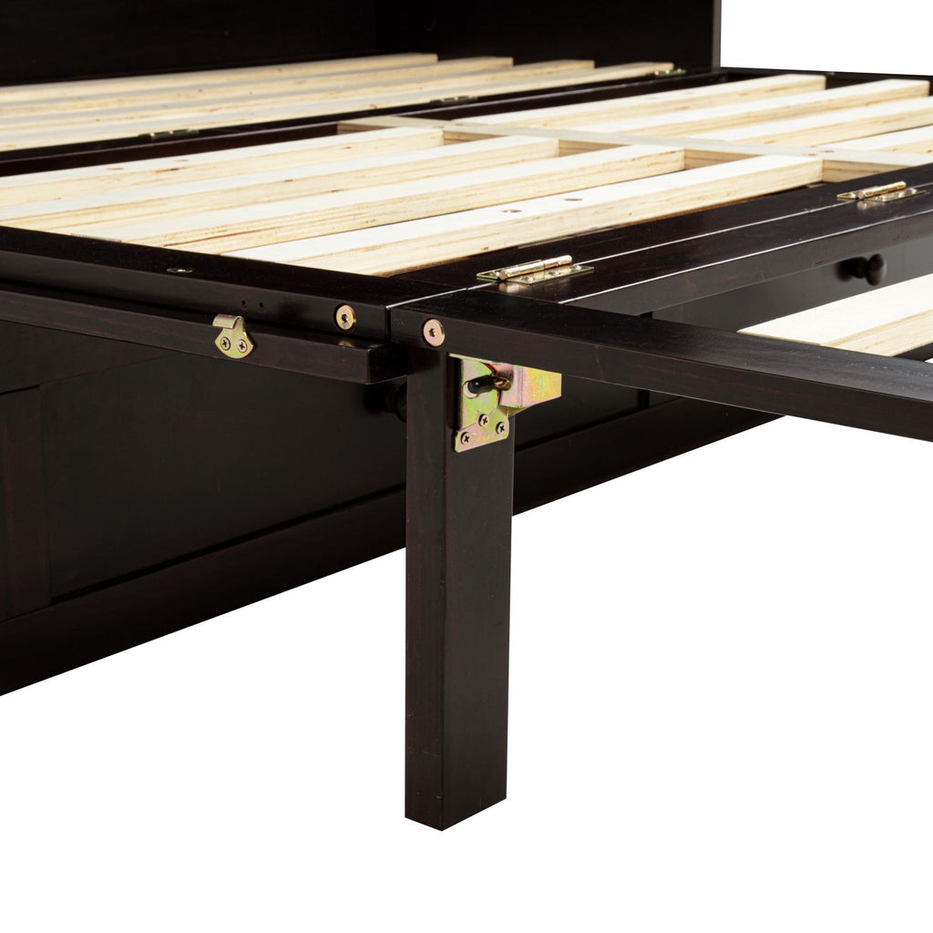 Espresso Queen Murphy Cabinet Bed with Charging Station