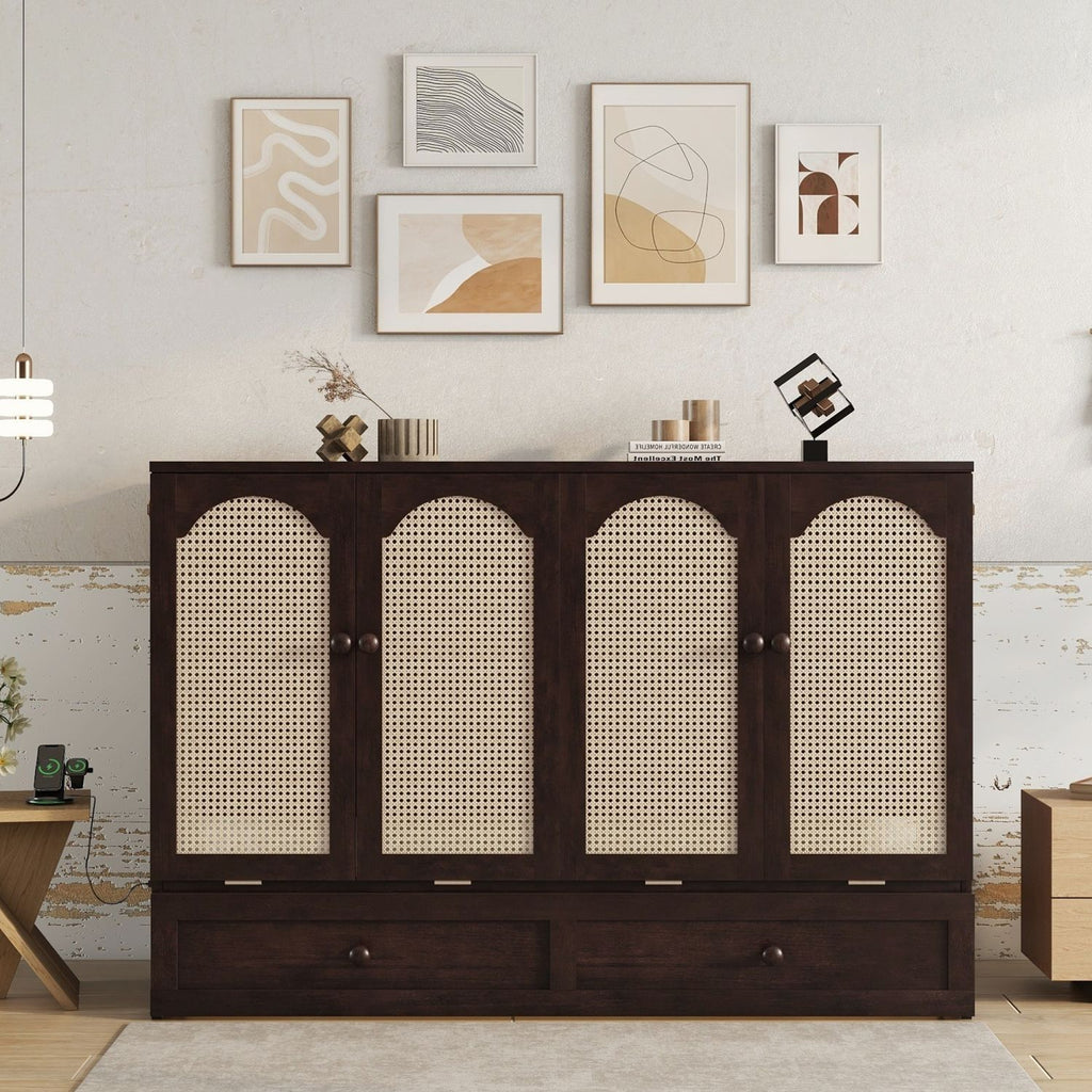 Espresso Queen Murphy Cabinet Bed with Charging Station
