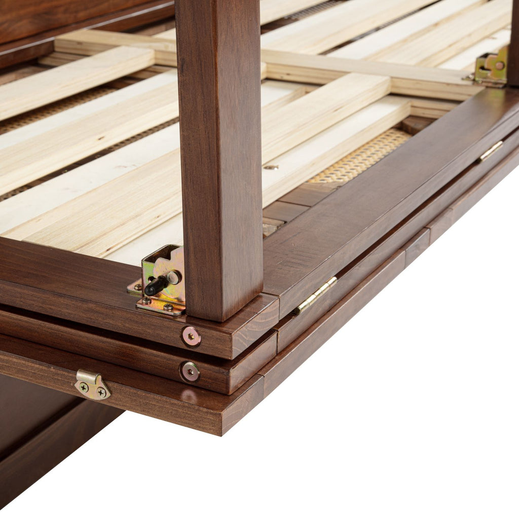 Murphy Cabinet Bed with Charging Station and Rattan Detail