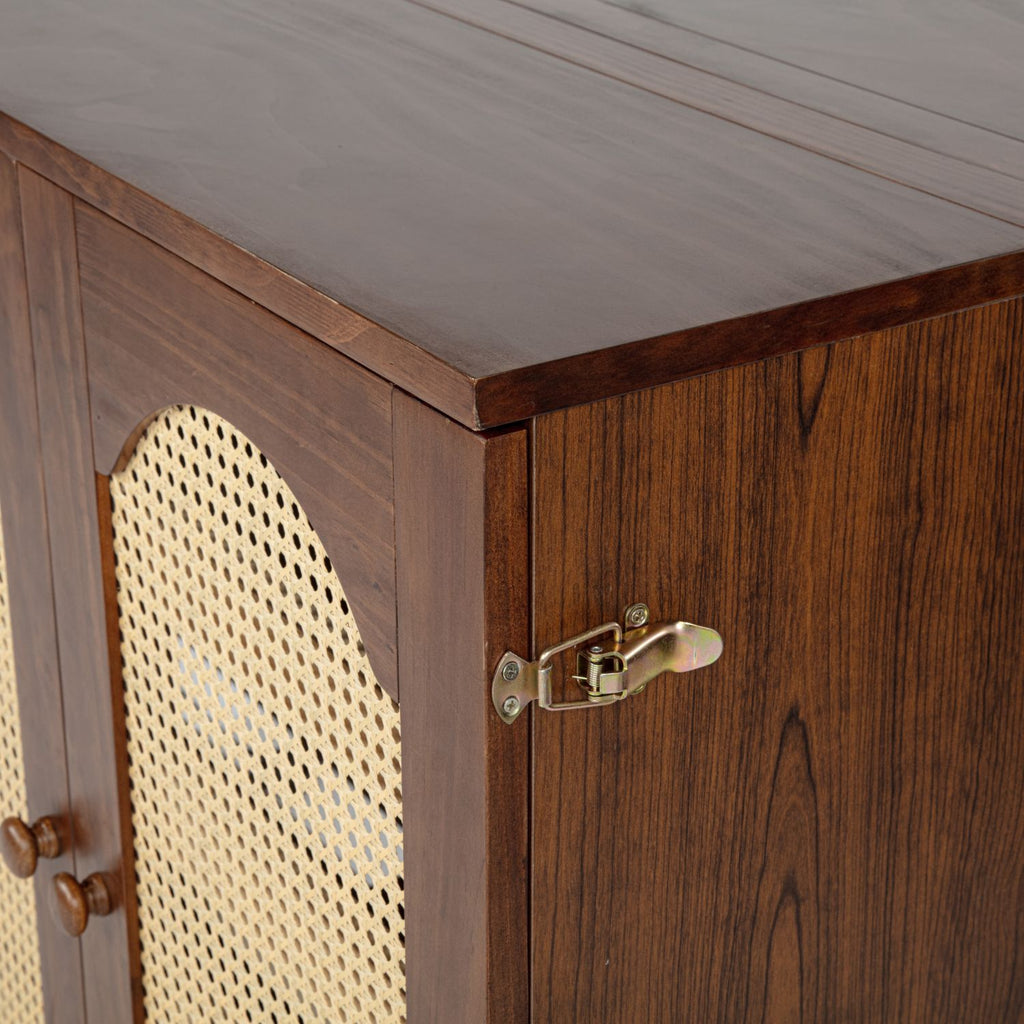 Murphy Cabinet Bed with Charging Station and Rattan Detail