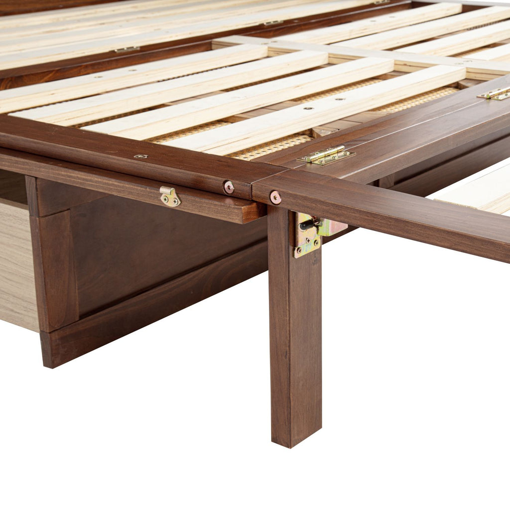 Murphy Cabinet Bed with Charging Station and Rattan Detail