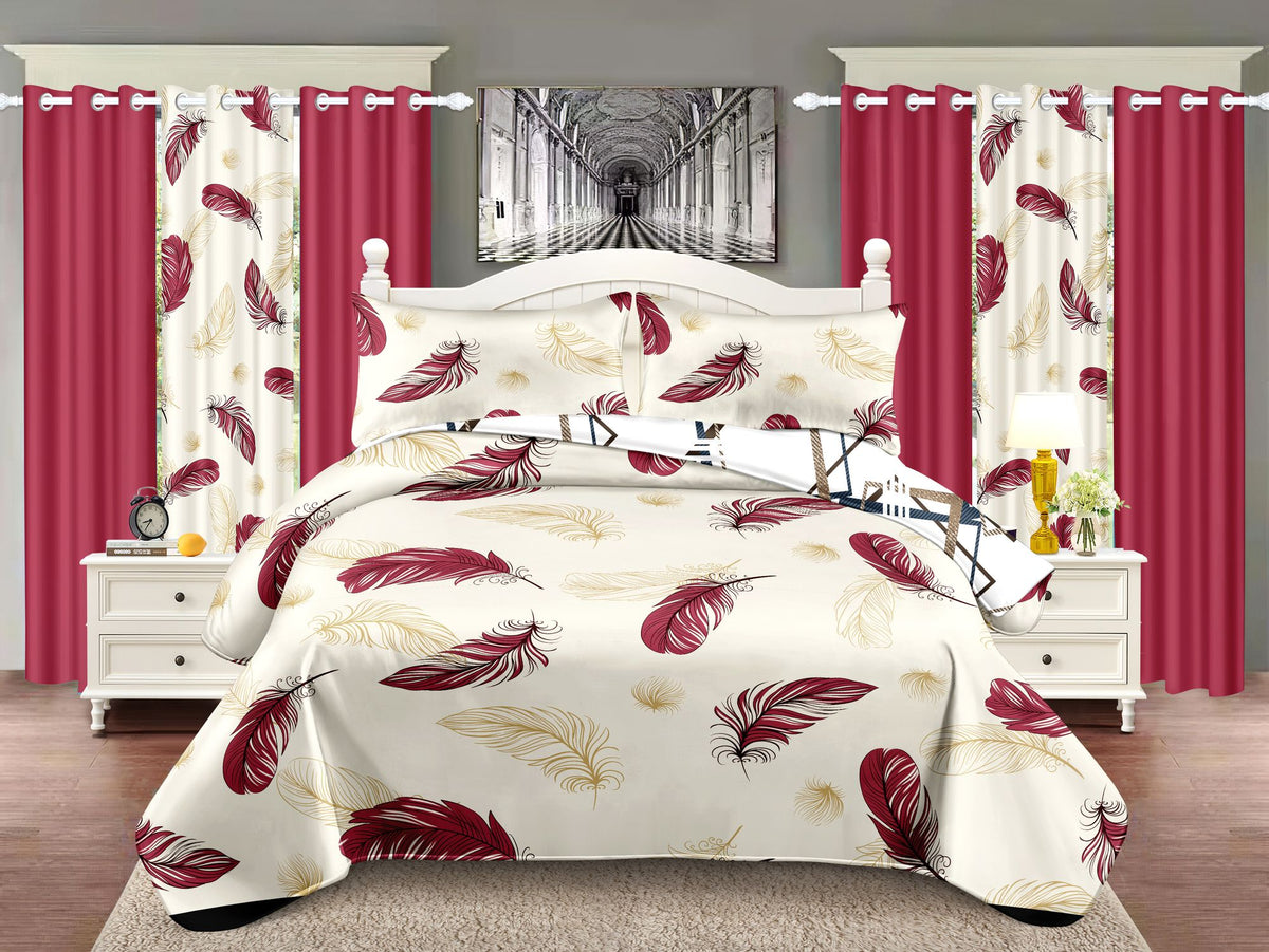 9-Piece Luxury Bedspread and Curtain Set with Bamboo Microfiber