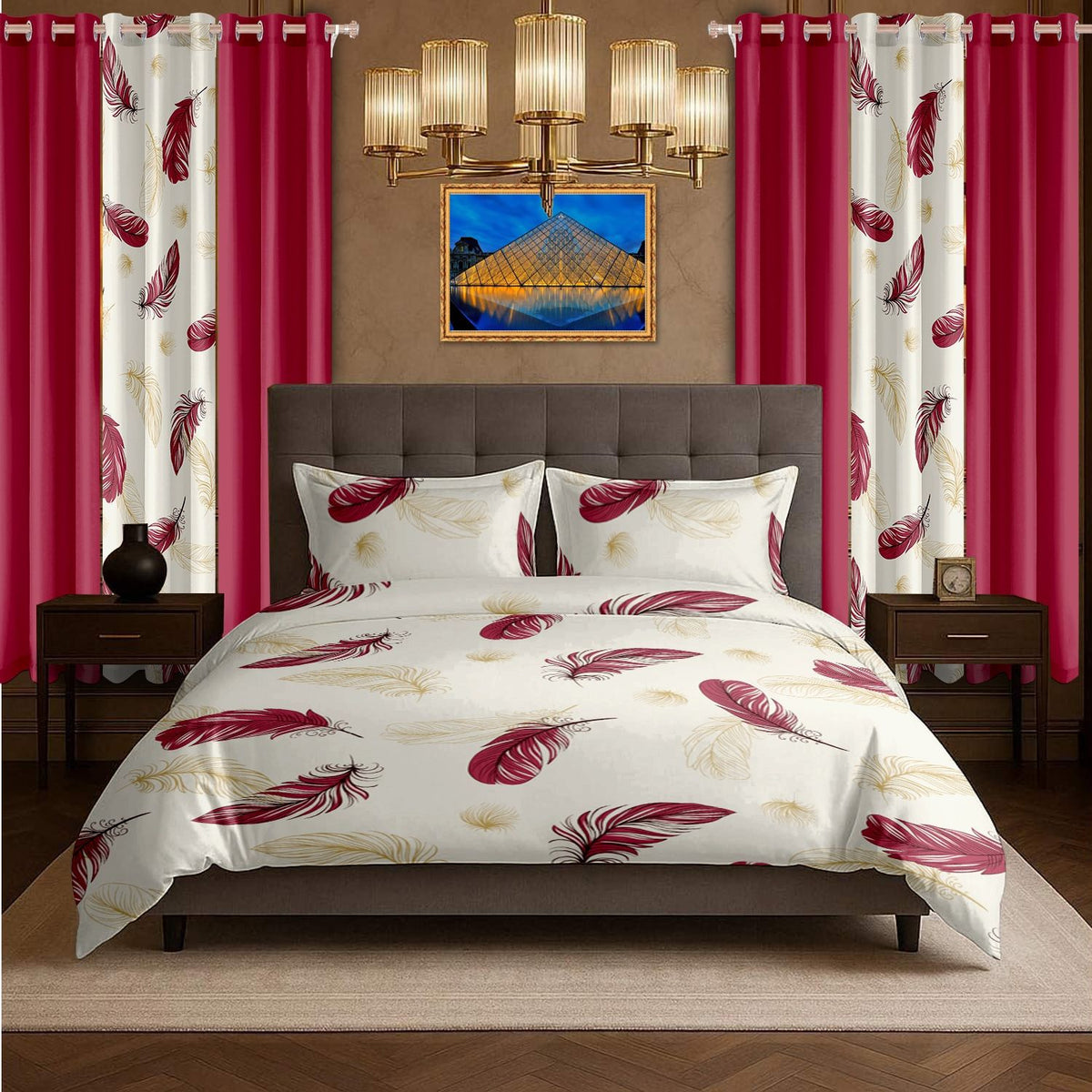 9-Piece Luxury Bedspread and Curtain Set with Bamboo Microfiber