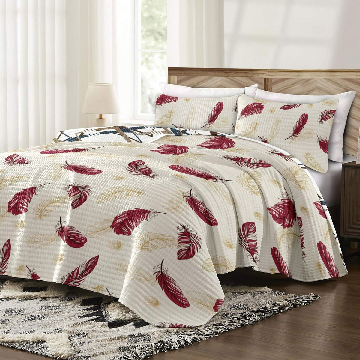 9-Piece Luxury Bedspread and Curtain Set with Bamboo Microfiber
