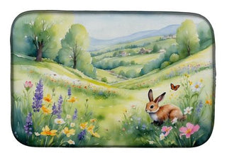 Rabbit Springtime Meadow Dish-Drying Mat