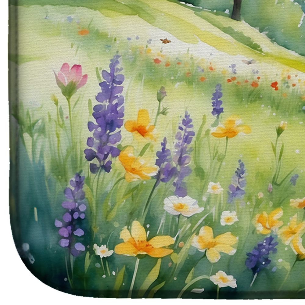 Rabbit Springtime Meadow Dish-Drying Mat