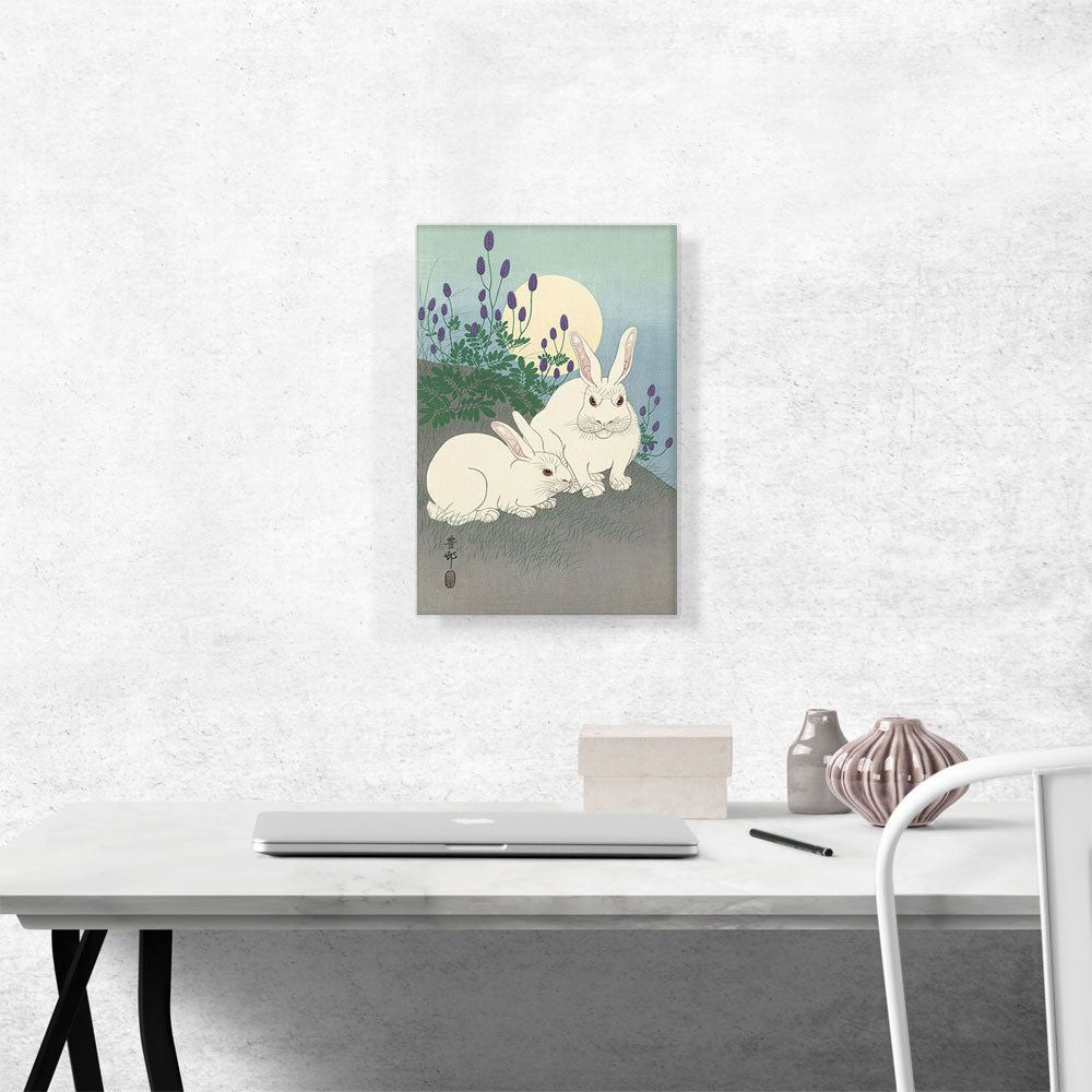 Rabbits and the Moon Canvas Wall Art