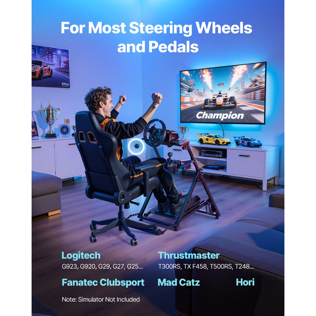 Adjustable and Foldable Racing Wheel Stand for Major Sim Racing Brands