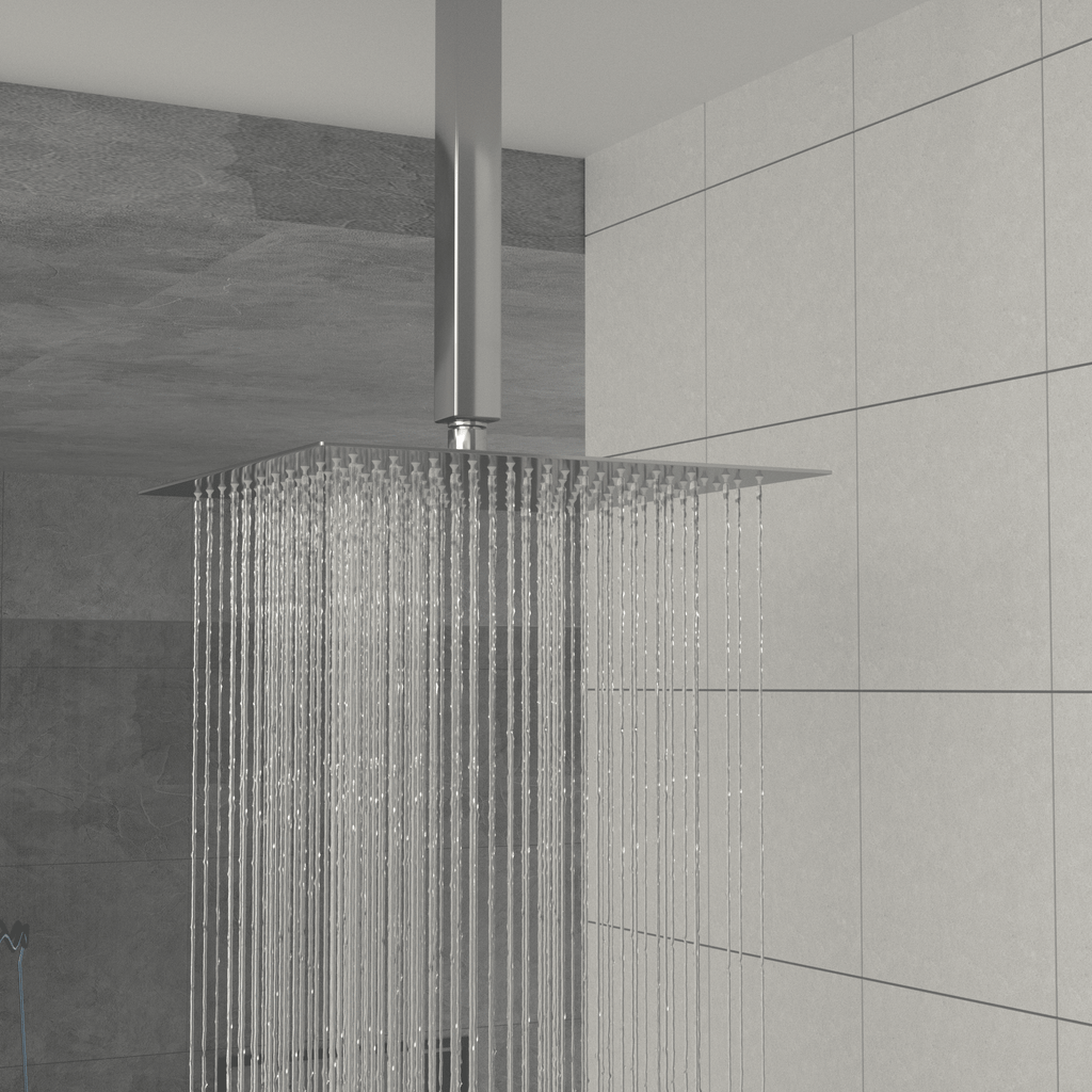 Rain Fixed Shower Head (12 Square, Brushed Nickel)