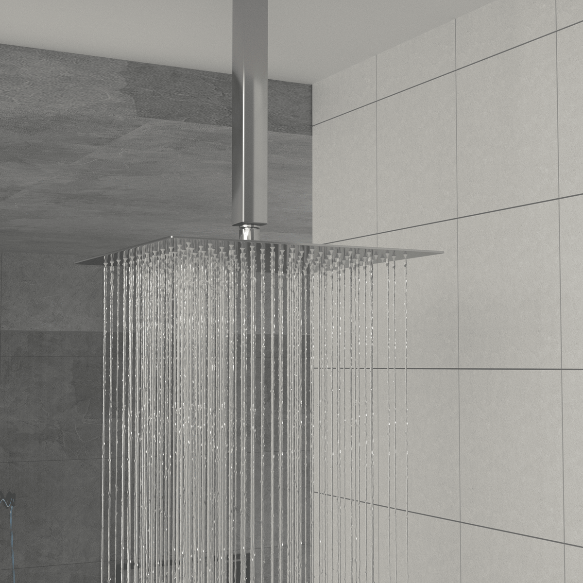 Rain Fixed Shower Head (12 Square, Brushed Nickel)