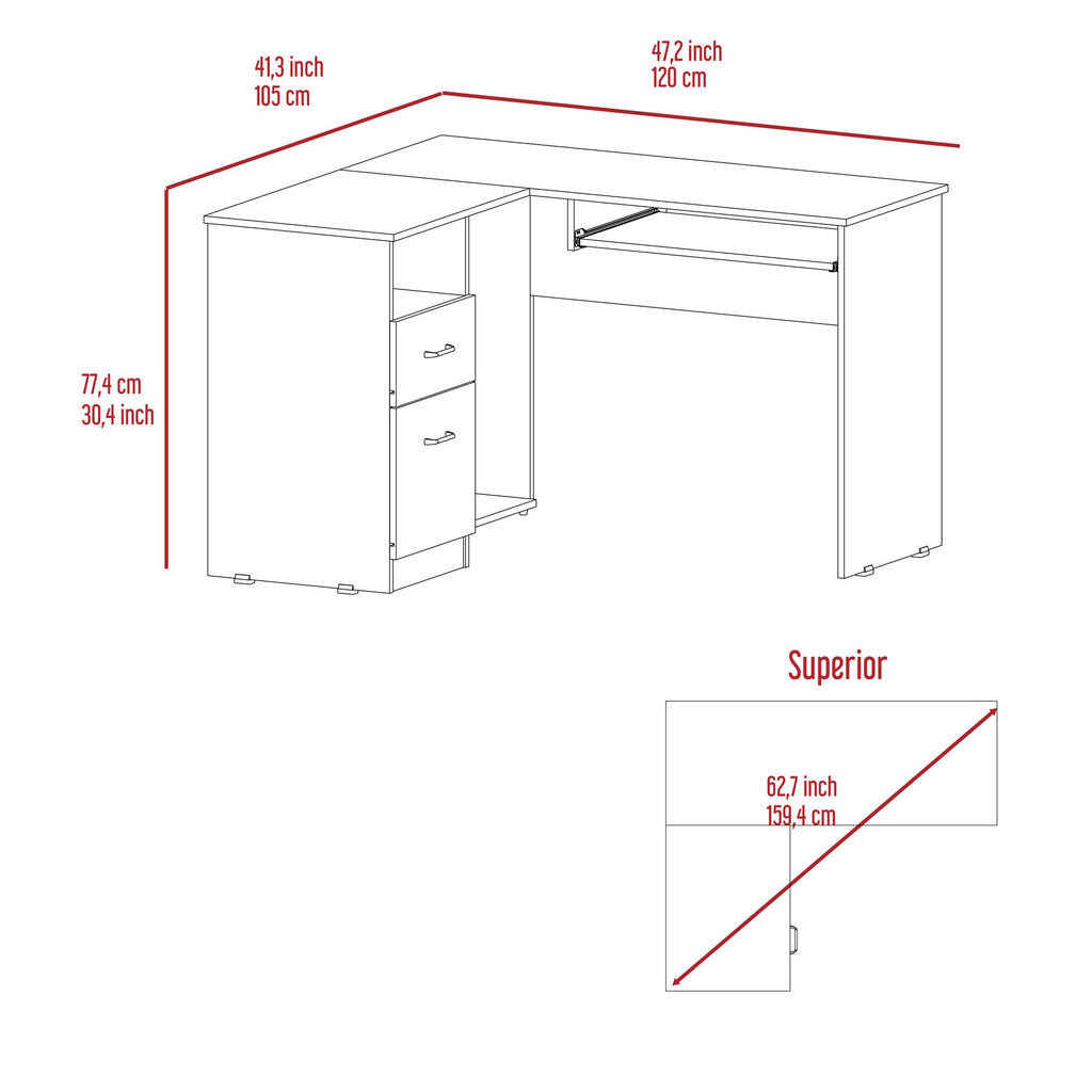 Raleigh L-Shaped Desk with Drawers and CPU Storage