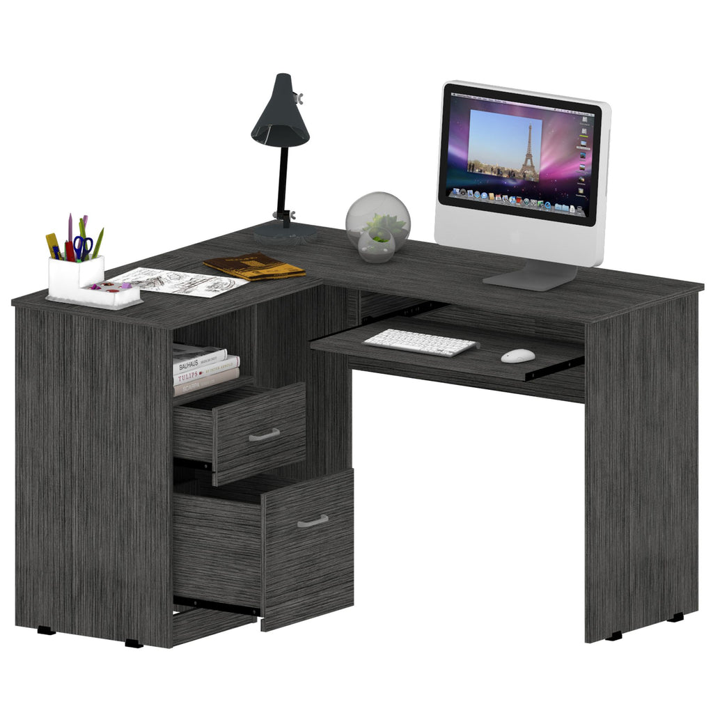 Raleigh L-Shaped Desk with Drawers and CPU Storage