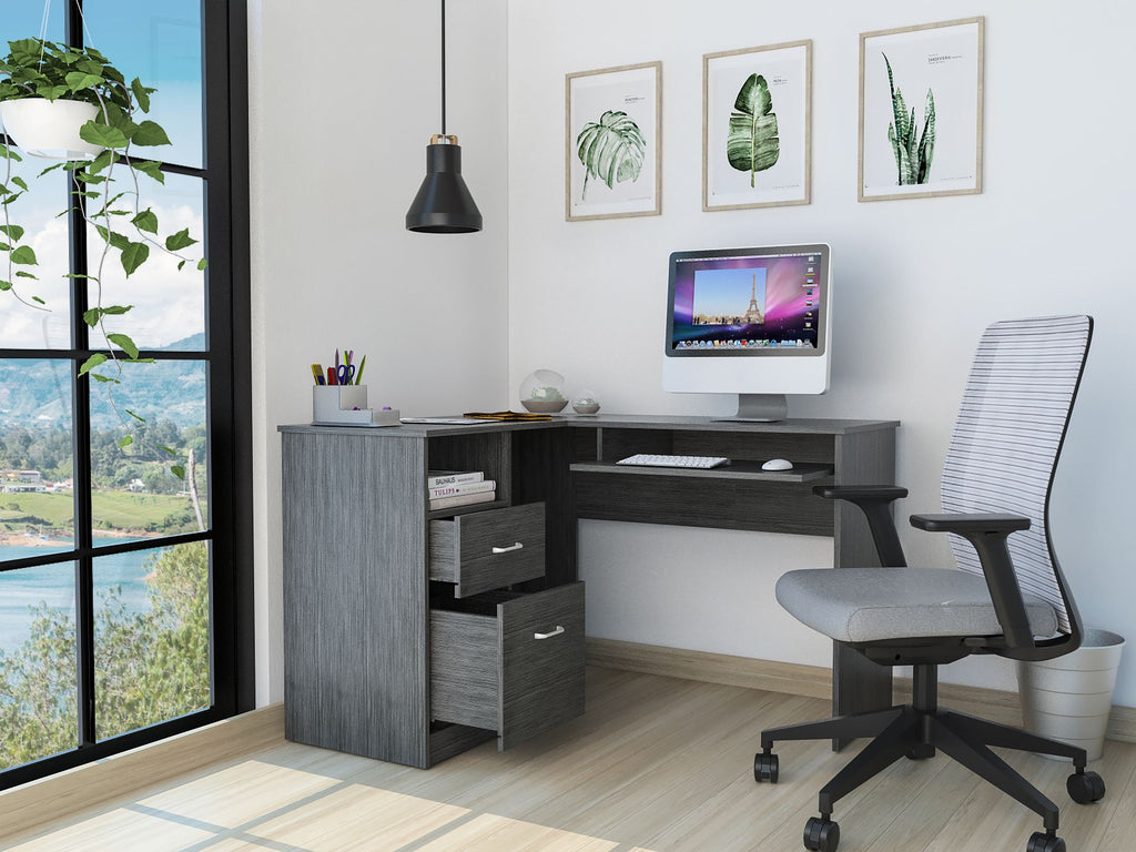 Raleigh L-Shaped Desk with Drawers and CPU Storage