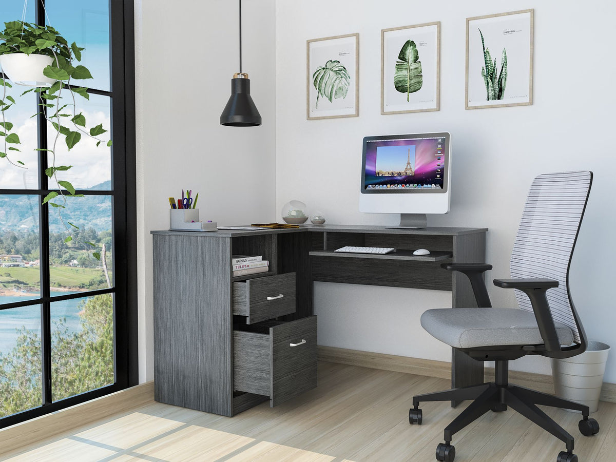 Raleigh L-Shaped Desk with Drawers and CPU Storage