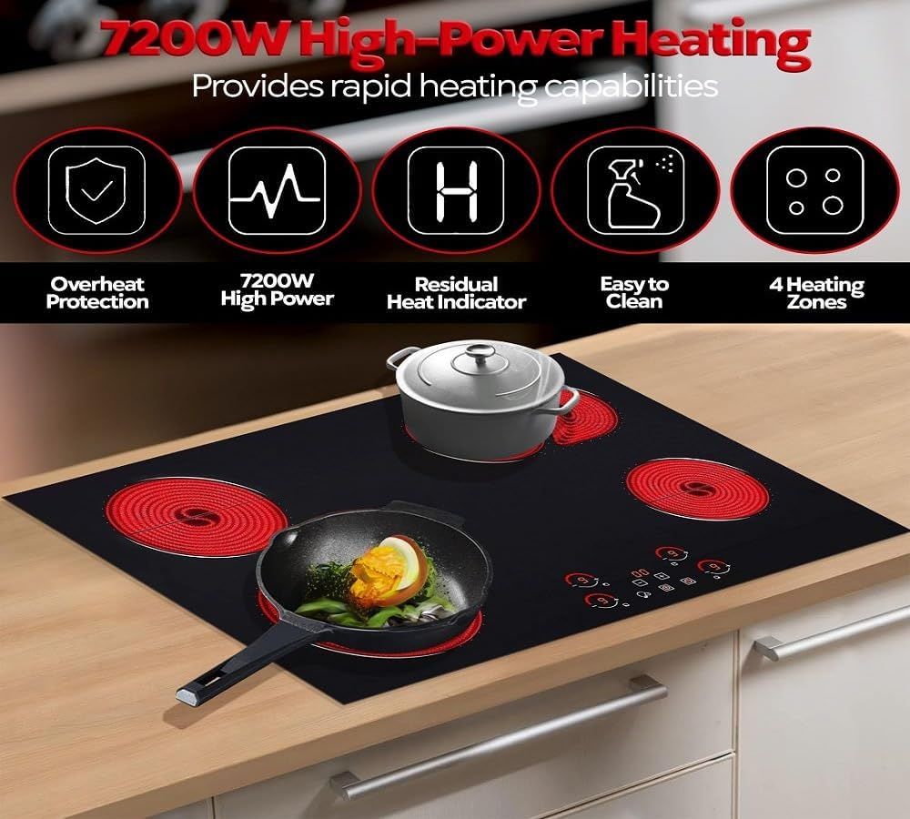 Ramblewood 7200W 4 Burner Electric Cooktop