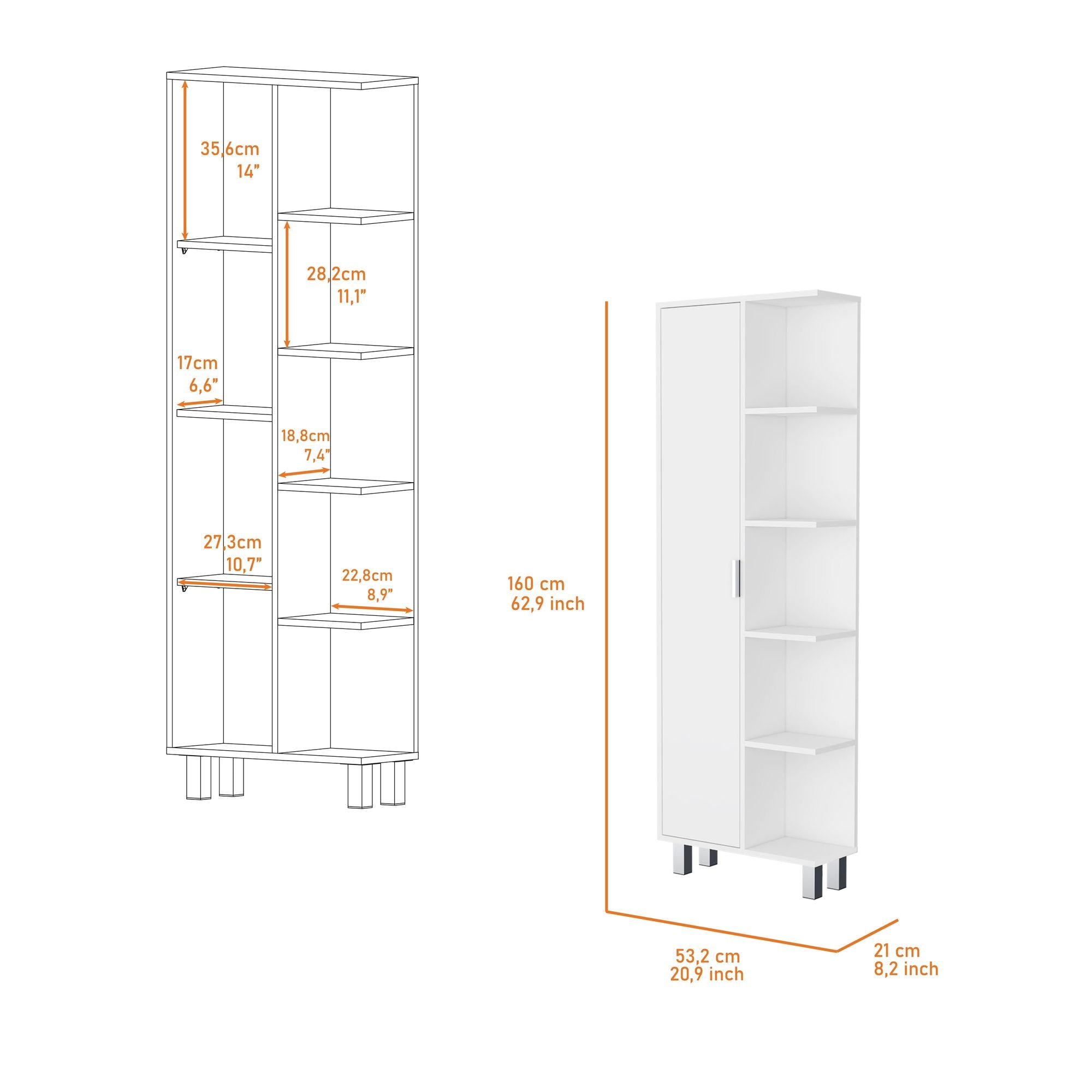 Randall Linen Cabinet – Elegant Storage with 9 Shelves