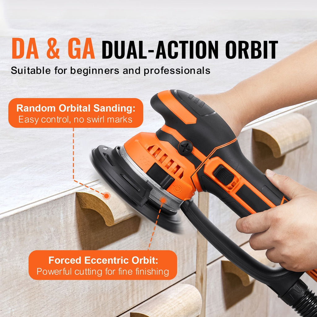 Professional 6- Random Orbital Sander with Dual-Action Mode and Variable Speed