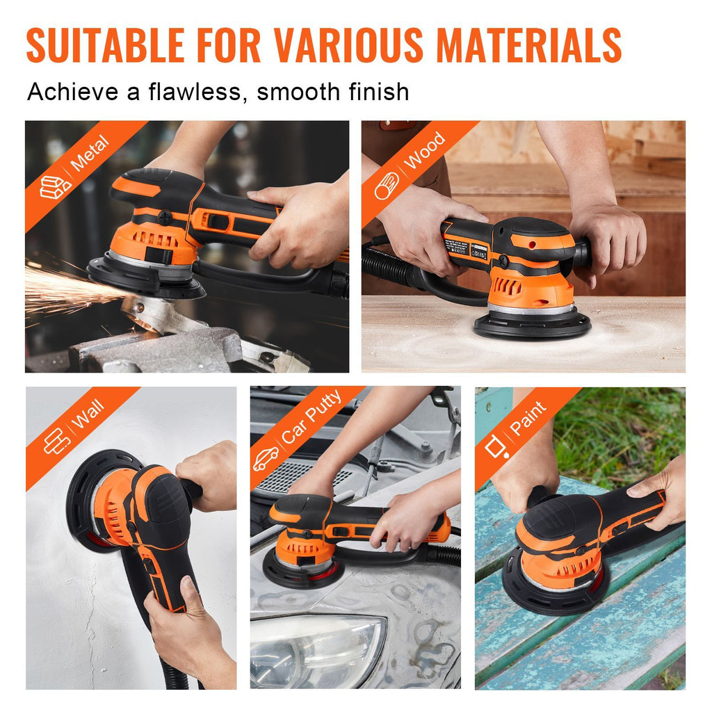 Professional 6- Random Orbital Sander with Dual-Action Mode and Variable Speed