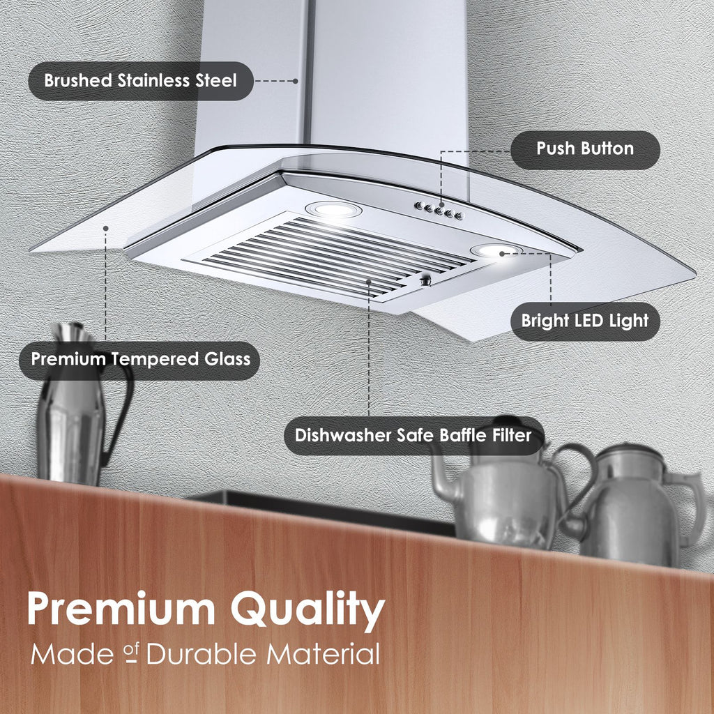 Wall Mount Range Hood with 3-Speed Controls