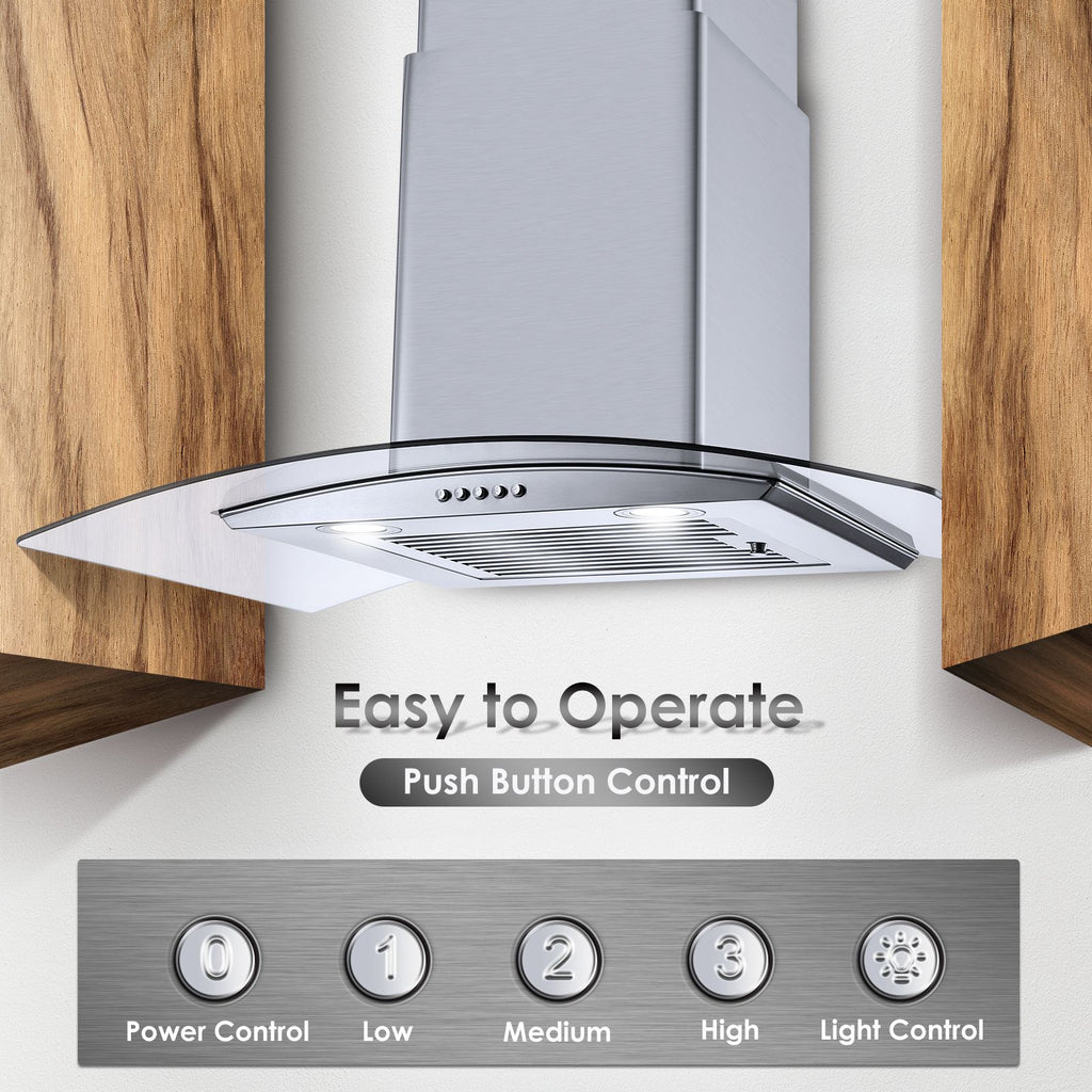 Wall Mount Range Hood with 3-Speed Controls