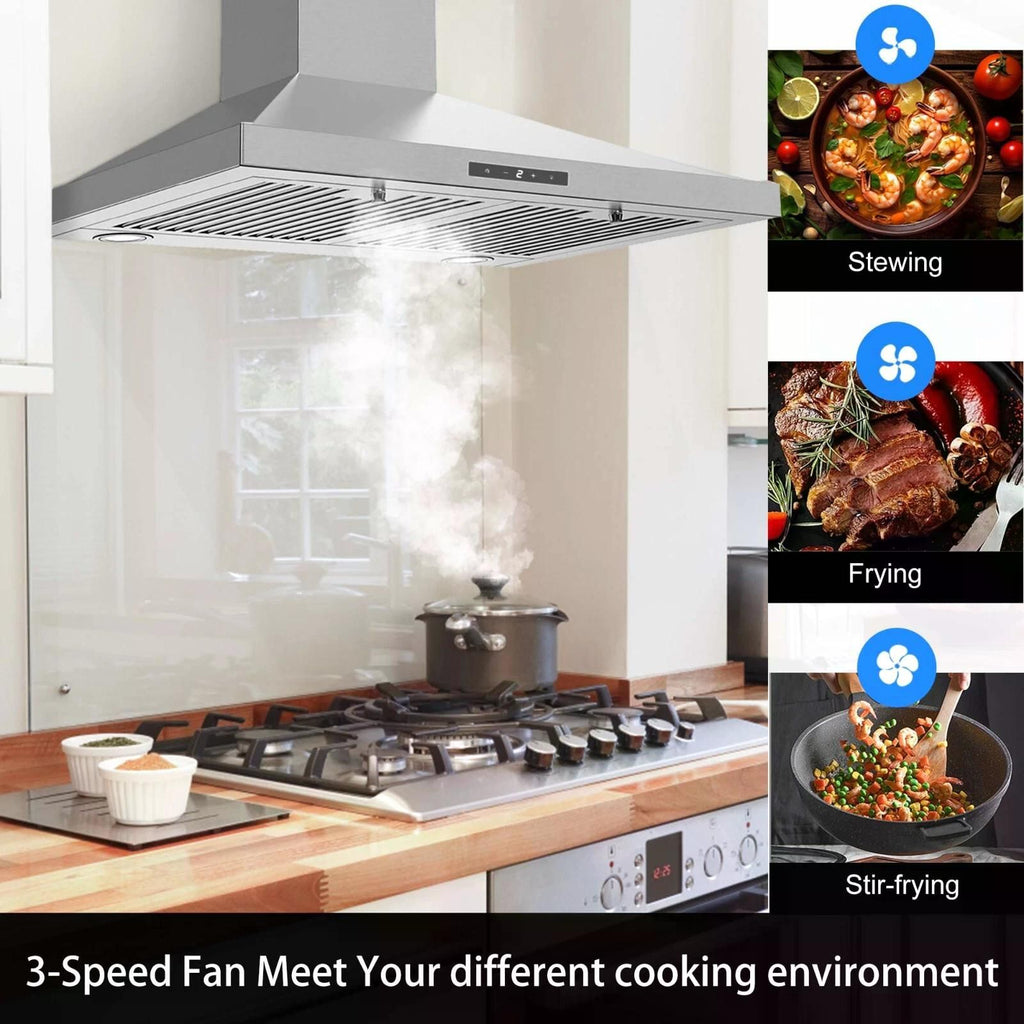 450 CFM 30- Stainless Steel Range Hood with Touch Control and LED Lighting