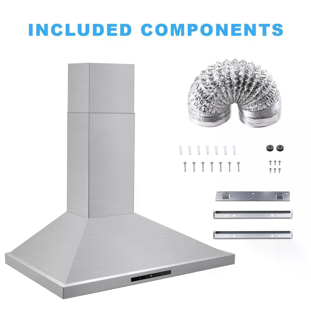 450 CFM 30- Stainless Steel Range Hood with Touch Control and LED Lighting