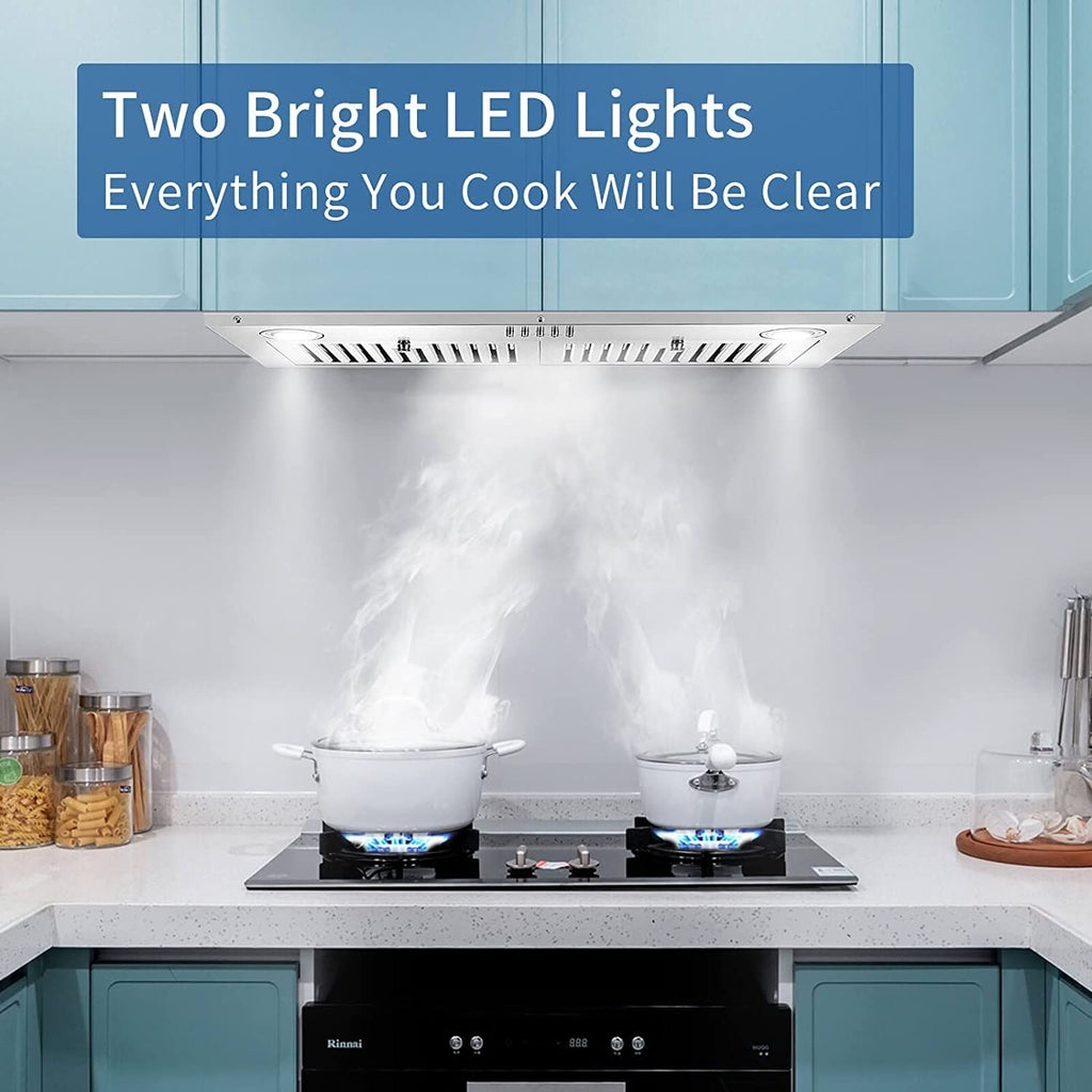 600 CFM Range Hood Insert – Stainless Steel with LED Lights and Dishwasher Safe Filters