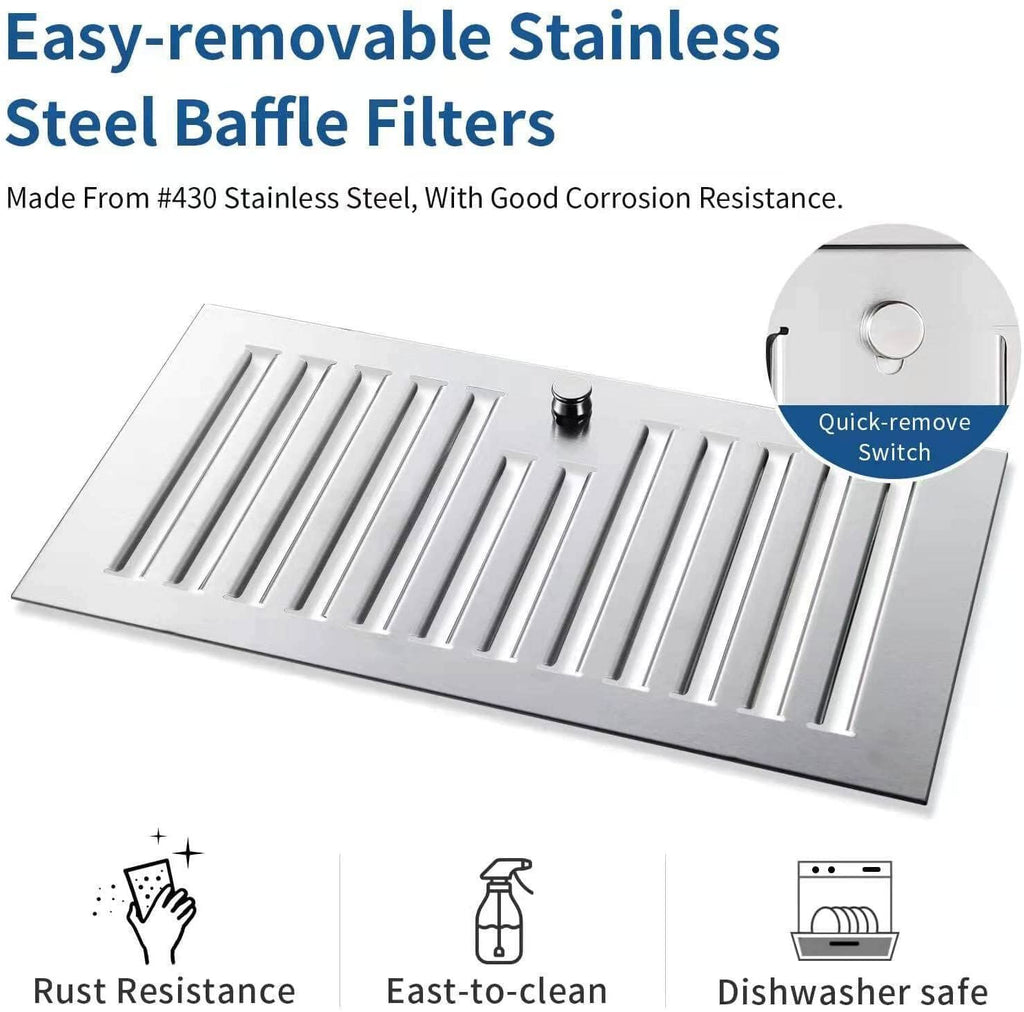 600 CFM Range Hood Insert – Stainless Steel with LED Lights and Dishwasher Safe Filters