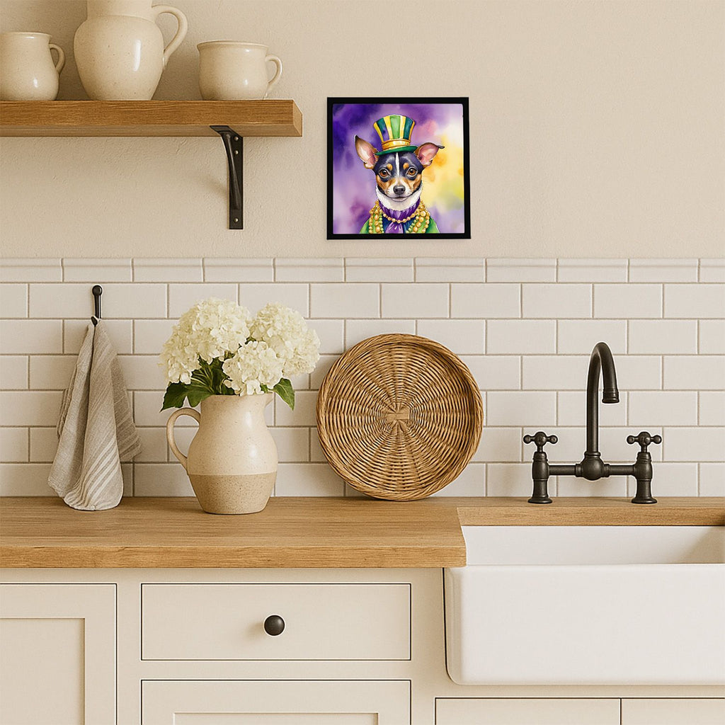 Rat Terrier King of Mardi Gras Framed Wall Art
